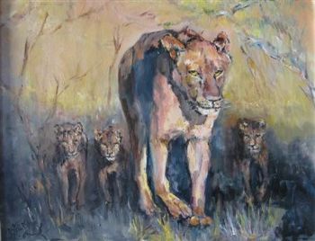 "Lioness and Cubs"