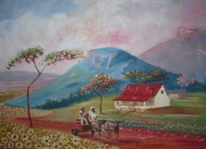 "Farm With Donkey Cart"