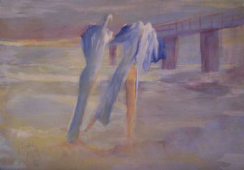 "Early Morning Bathers at the Pier"