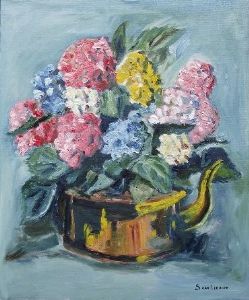 "Flowers in Copper Kettle"