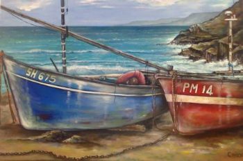 "Blue and Red Boats"