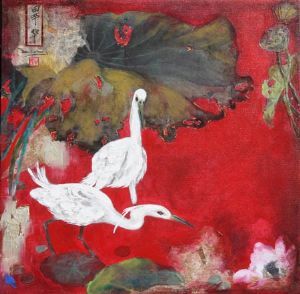 "Egrets - Mixed Medium"