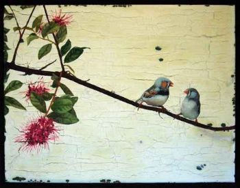 "Finch in the Kitchen - floral conversation"