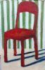 "Small Red Chair with Green Stripes"
