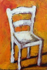 "White Chair with Yellow Background"