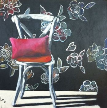 "White Chair with Black Background"