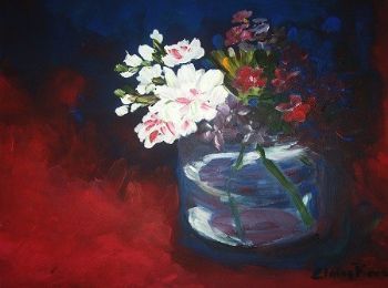 "Flowers in Glass Vase"