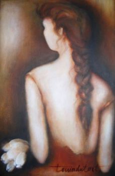 "Bridesmaid with Tulips in Red"