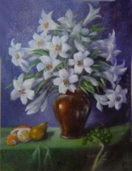 "White Lilies with Orange"
