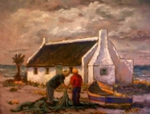 "Two Fishermen With Fishing Net"