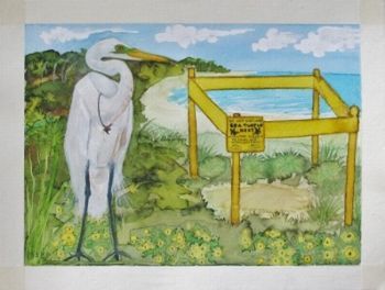 "11 Egret guards Mrs Turtle's nest"
