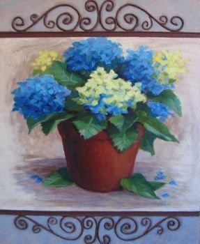 "Hydrangeas And Scrolls"
