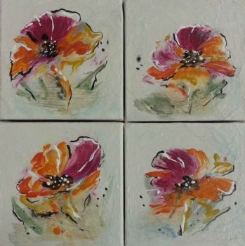"Abstract Flower Collection nr 1 - Set of 4"