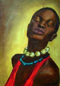 "African Woman in Red RESERVED"