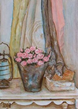 "Still Life on Table With Roses"