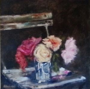 "Rose Arrangement on Garden Chair"