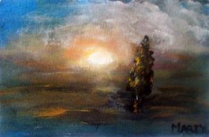 "Stormy Sunset - Tree Miniature 1"