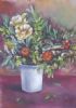 "Pomegranate Flowers in White Vase"