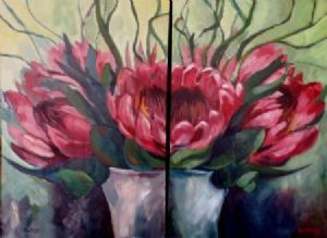 "Cape Proteas Diptych"