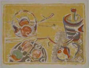 "Still Life with Pomegranates and Ceramic Pot"