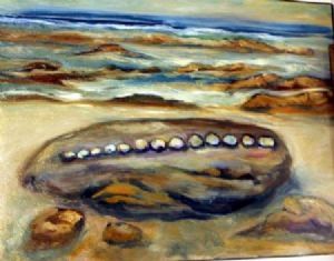 "Row of Pebbles on a Rock at Cape St Francis"