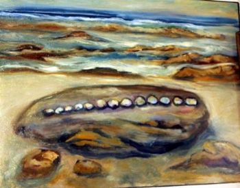 "Row of Pebbles on a Rock at Cape St Francis"