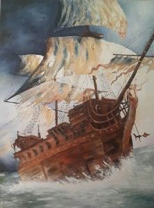 "Boat on Open Sea"