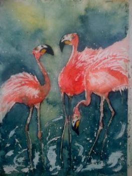 "Flamingos in the Mist"