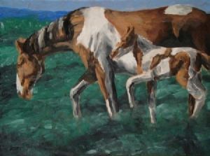 "Pinto Mare and Foal"