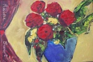 "Red Flowers and Curtain 622"