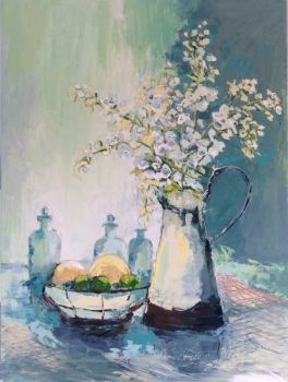 "Flowers in Enamel Pot"