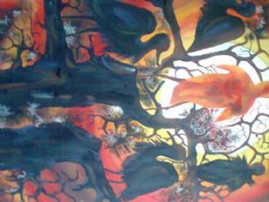 "Birds Sunset Painting"