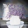 "Lavender Flowers in Enamel Pot"