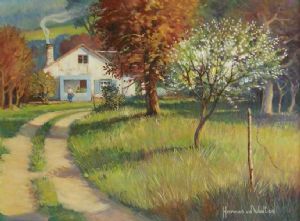 "Labourer's Cottage with Flowering Pear Tree"