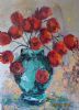 "Red Tulips In Emerald Pot"