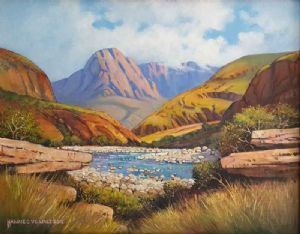 "Mountain Scene and Stream"