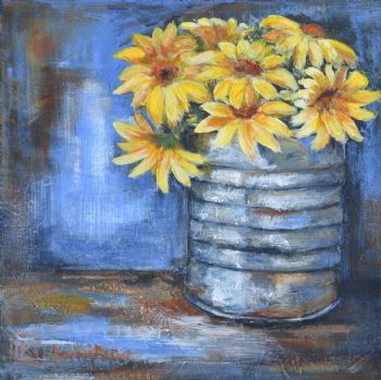 "Old Tin with Daisies"