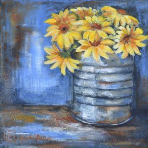 "Old Tin with Daisies"