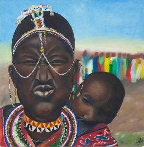 "Maasai Woman and Child"