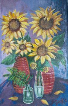 "Sunflower and Vase"
