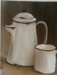 "Enammel coffee can and bucket"