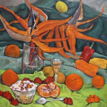 "Strelitzia with Bowl of Trifle"