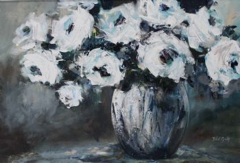 "White Roses in  Vase"