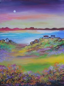 "Fisherman's Cottages in the Moonlight"